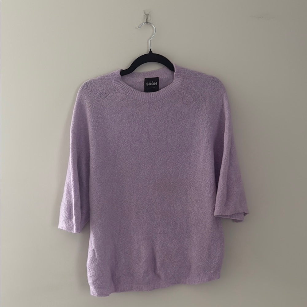 Purple Crew Neck Sweater with Relaxed Fit